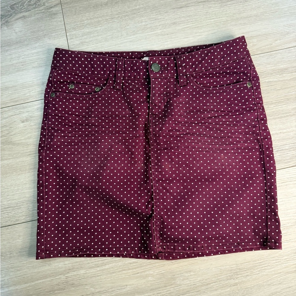 Red Denim Polka Dot Skirt